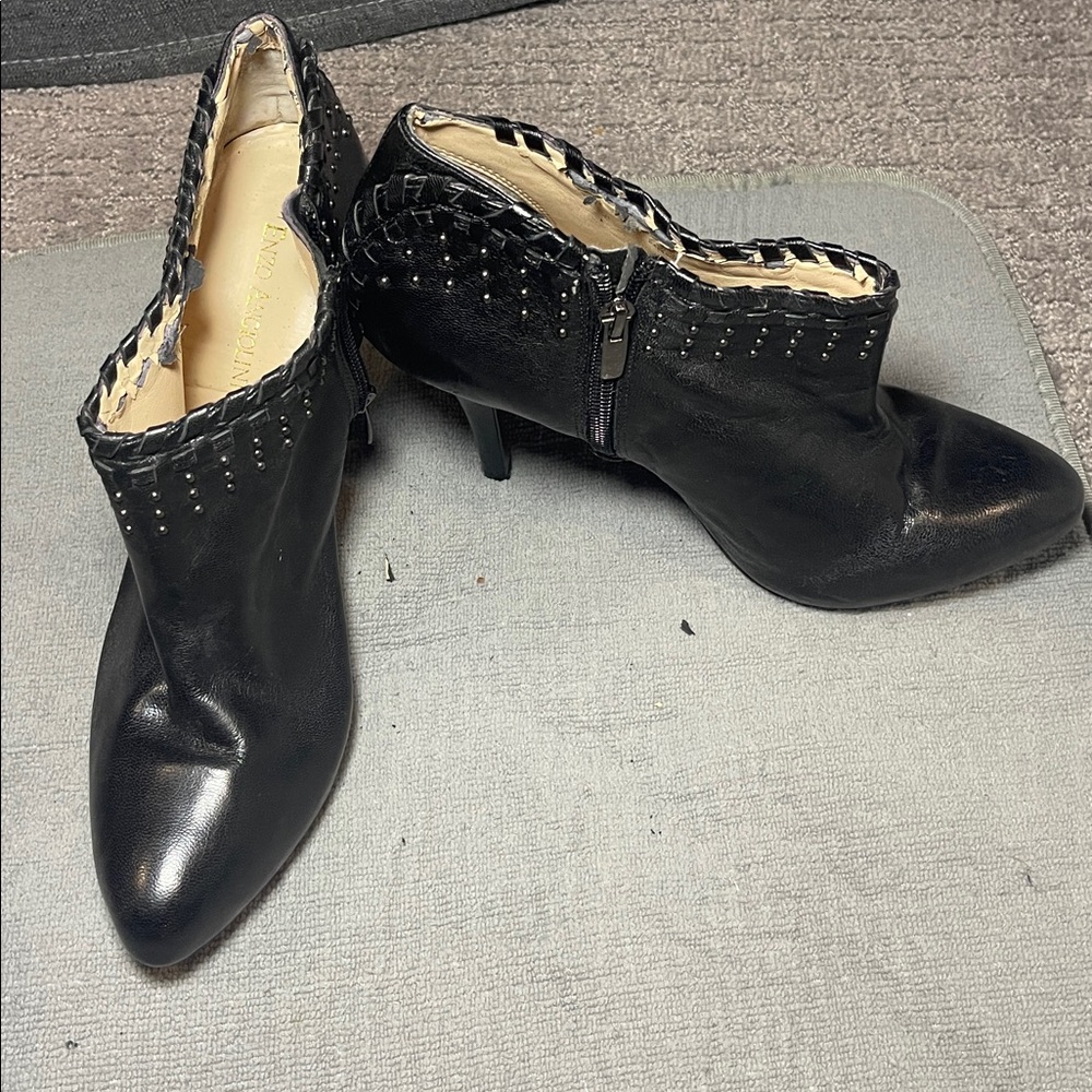 Enzo Angiolini Black Studded Leather Booties - Picture 2 of 7
